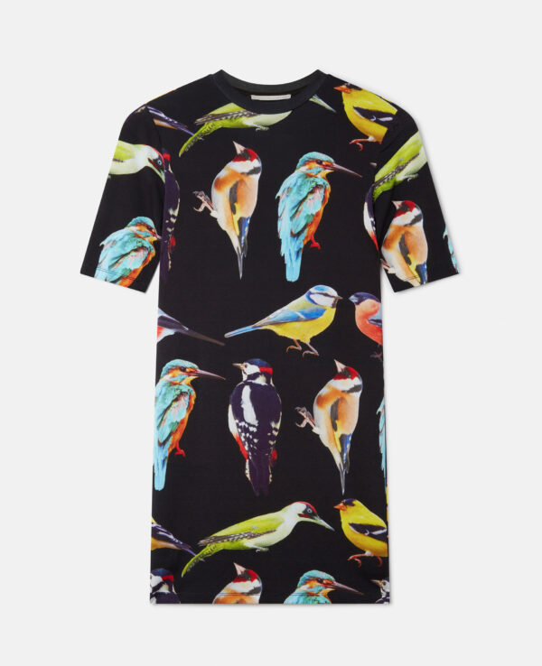 BIRD PRINT JERSEY LONG T SHIRT FOR WOMAN