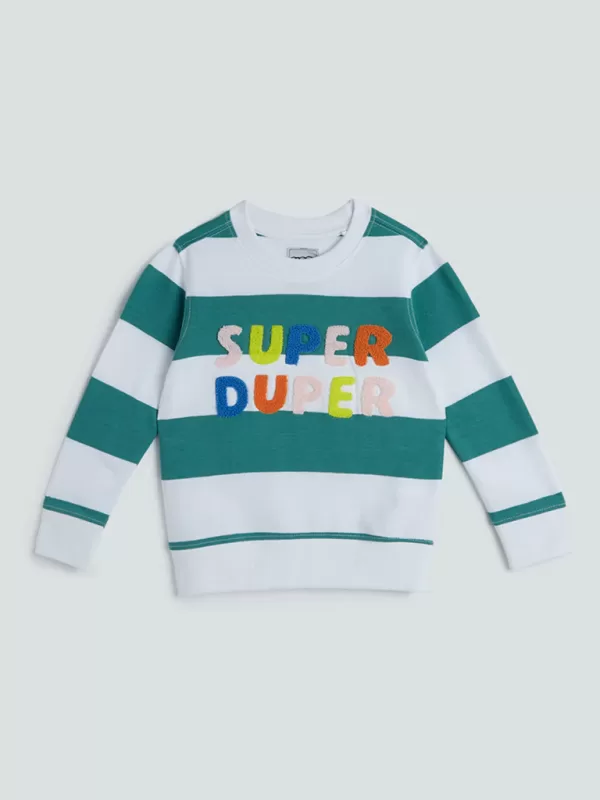 KIDS STRIPED PRINTED AND HAND PRINTED LONG SLEEVE T SHIRT